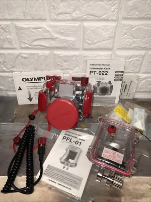 Olympus Tough Red PFL-01 & PT-022 Underwater Camera Cases Bundle Lot Of 2 *read - image 1 of 4