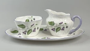 Shelley England Campanula zierliches Miniatur Milchkännchen offen Zucker & Tablett TOP - Bild 1 von 11