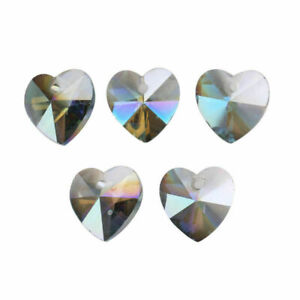 14mm 10pcs Charms Heart Faceted Crystal Glass Spacer Loose Beads Jewelry Pendant