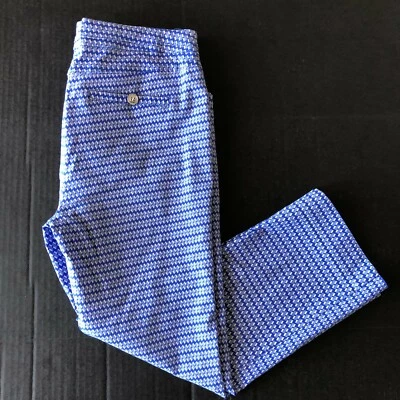 Pantalones capri recortados elásticos azul blanco talla 6 89th & Madison para mujer bolsillos DC Foto 1 de 4