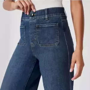 Wide Leg Jeans Cropped, High Waisted for Women with Patch Pocket - PETITE LARGE - Picture 1 of 5