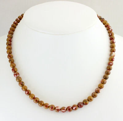 Collana Di Jaspis Pop Naturale Da Messico A Sfere Circa 44 Cm - Immagine 1 di 2