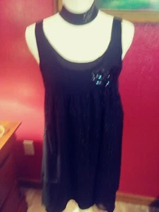 Dress by AZIZ Fit and Flare, Gathered Chiffon Cocktail Short Round Neck Size S - Picture 1 of 1