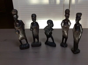 Set di 5 statue in legno Arte africana - Foto 1 di 1