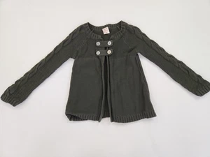 Old Navy Cable Knit Cardigan Sweater Size 4T 4A Olive Babydoll Dress Button - Picture 1 of 8