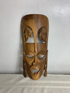 African Mask Wood Hand Carved High Quality Vintage Folk Art Tribal Tall 16” WoW - Picture 1 of 17