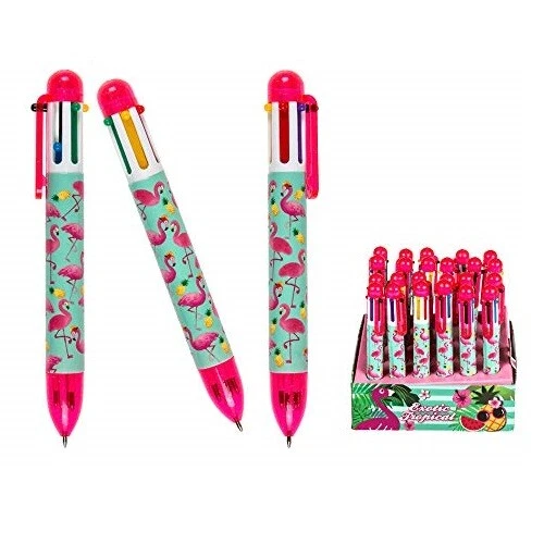 Flamingo Pen Multi Colour Selector 6 in 1 Stationery Gift 14cm Childrens Writing - Image 1 of 1