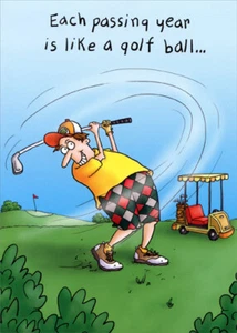 Man Golfing Funny Masculine Birthday Card - Greeting Card by Oatmeal Studios - Picture 1 of 2