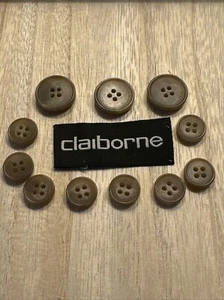 CLAIBORNE Suit Set of 11 Brown 4-Hole Replacement Buttons - Picture 1 of 7