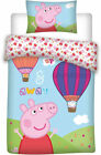 Peppa Pig Balloon Reversible Duvet Cover Set Toddler Junior Bedding 100% Cotton 