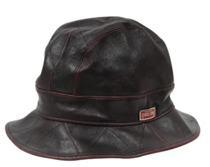 Christian Dior Vintage 2000 Logo Bucket Hat  58 L Burgundy Red Lambskin Leather - Picture 1 of 11