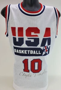 Clyde Drexler Autographed Signed Team USA Basketball Custom Jersey (JSA COA) - Picture 1 of 5