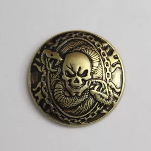 1-1/8'' Western Fortune cover Concho button Antique Brass Skull Saddle Tack Belt - Picture 1 of 6