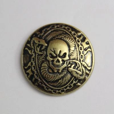 1-1/8'' Western Fortune cover Concho button Antique Brass Skull Saddle Tack Belt - Image 1 of 4