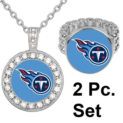 Tennessee Titans Gift Set Womens 925 Sterling Silver Necklace And Ring D2D18 Cover