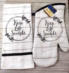 Keep Life Simple dekorativer Küchen-Ofenhandschuh und Handtuch-Set  - Bild 1 von 2