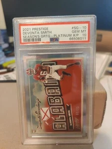 2021 Panini Prestige Season's Greetings #SG-10 DeVonta Smith 9 /25 PLATINUM RC - Picture 1 of 3