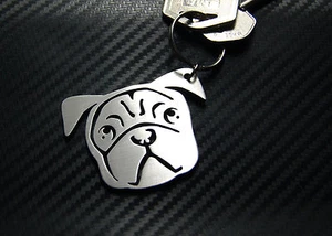PUG DOG Dutch Bulldog Mastiff Keyring Keychain Key Bespoke Stainless Steel Gift - Picture 1 of 1
