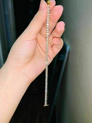 10K Yellow Gold EF-VVS Tennis Bracelet 5.00Ct Round Certified Lab Grown Diamond - Image 1 of 4