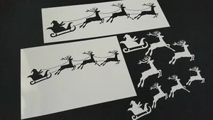 Slitta di Babbo Natale 3 pezzi cervo aerografo pittura stencil pittura finestra di Natale - Foto 1 di 7