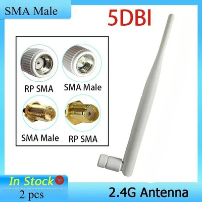 SMA 2.4Ghz antenna for Wifi 5dbi SMA Male connector white 2.4ghz Router Antenna - Image 1 of 4