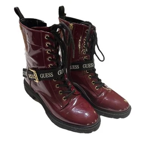 Guess Boots Womens Size 6M Side Zip/Lace Up Combat Burgundy-GFPAULLA - Picture 1 of 5