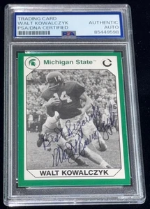Walt Kowalczyk "MSU Spartans Football Legend HOF" Signed Rookie Card rc Auto PSA - Picture 1 of 2
