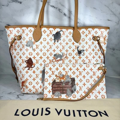 Bolso Louis Vuitton Catogram Neverfull Marfil MM Grace Coddington Cat LV RARO Foto 1 de 4