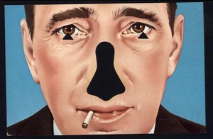 NOVELTY CARD 1984 by Bette Levine BOGART cut out for nose & eyes note on back - Picture 1 of 2