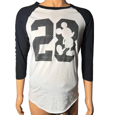 Mickey Mouse #28 Women’s Medium Crew Neck T-Shirt Tee White/Black - Image 1 of 4