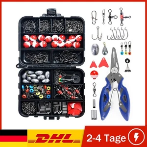 263 tlg Angelset Angelzubehör mit Angelkoffer Anglerausrüstung Kurbelhaken - Bild 1 von 12