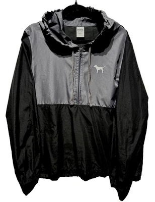 Victoria's Secret розовый черный и серый 1/2 молнии Anorak куртка ветровка размер M/L - Изображение 1 из 4