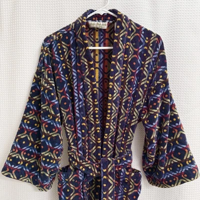 Norm Thompson Mens Terry Cloth Robe Dice Print Colorful Vintage One Size - Image 1 of 4