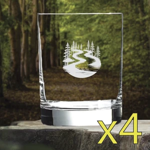 Vasos de whisky Stream Nature x4 dobles 14 OZ premium regalo antiguo NUEVO - Imagen 1 de 9