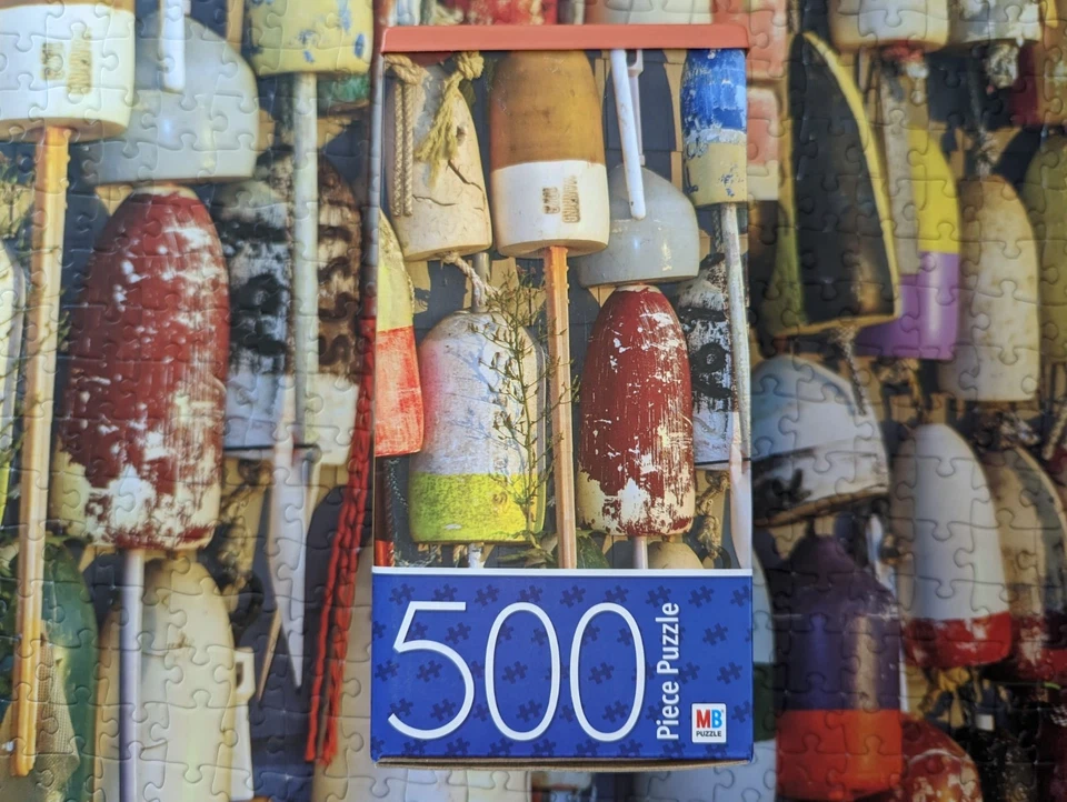 Milton Bradley 五颜六色的浮标 500 块拼图带海报完整 — 第 1/4 张图片