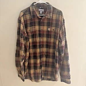 Camisa Carhartt Para Hombres 2XLT Alta Marrón A Cuadros Botones Calce Relajado Manga Larga - Imagen 1 de 9