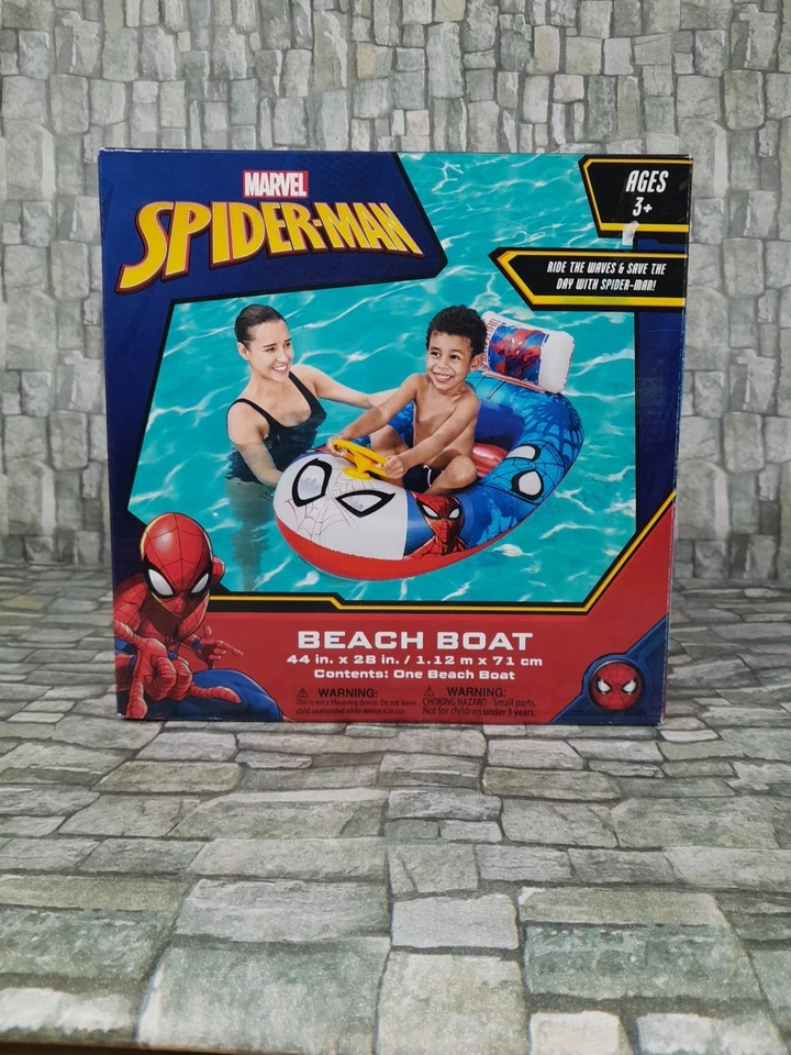 Flotador inflable de piscina Marvel Spiderman Beach Boat 44 pulgadas x 28 pulgadas Foto 1 de 4