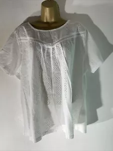 Womens Peacocks Plus Size Uk 20 White Short Sleeve Lace Front Jersey T-shirt - Picture 1 of 7