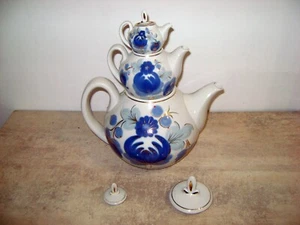 Juego de teteras porcelana porcelana vintage mercader set flor azul Gorodnitsa - Imagen 1 de 8