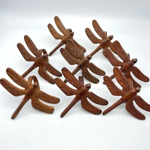 Pier1 Dragonfly Napkin Rings Rustic Cast Iron Rusty Brown Metal Set Of 8 - Picture 1 of 10
