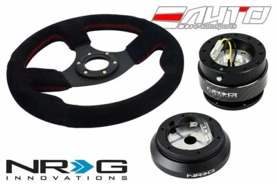 Volante NRG 320mm 1.5" Deep Race Gamuza Rojo St con Buje 120H Gen2 Lanzamiento CF Foto 1 de 4