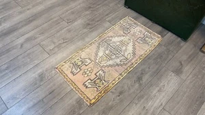 Vintage Small Rug, Turkish Rug, Bathroom Rug, Wool Rug, 1.6x3.1 ft - Picture 1 of 9