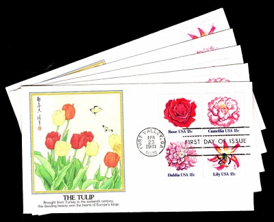 1981 U.S. #1876-79a Flowers First Day Covers - Lot of 5 Covers (ESP#4812) - Image 1 of 3