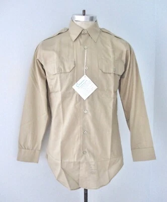 NOS w/Tag Vtg 70s Conqueror Klopman Poplin Khaki Uniform Shirt Union Made 15 M - Image 1 of 4