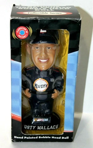 Nascar #2 Rusty Wallace Bobble Figure Dobbles Hand Painted 7" Vintage 2001 New Cover
