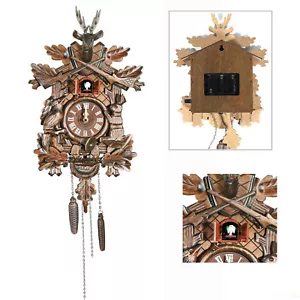 Orologio classico vintage da parete Foresta Nera tedesco legno cacciatore orologio a cucù - Foto 1 di 6