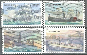Briefmarken USA: 2011 U.S. Handelsmarine, SC4548-51, gebraucht (4), aus Papier - Bild 1 von 1