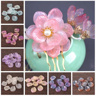 10pcs 20x18mm Flower Petal Lampwork Glass Loose Beads for Jewelry Making - Image 1 of 4