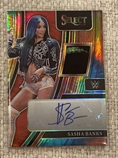 2022 Panini Select WWE Sasha Banks Tie Dye Relic Autograph Patch Card # 22/25 !!