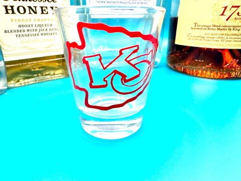 NFL Kansas City Chiefs 2 Ounce Clear Glass Shot Glass Cover